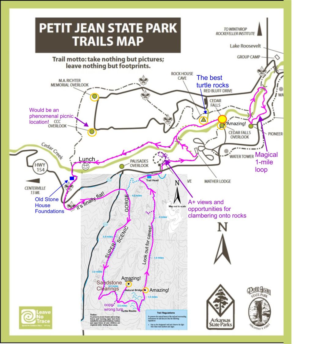 Petit Jean Annotated trail map